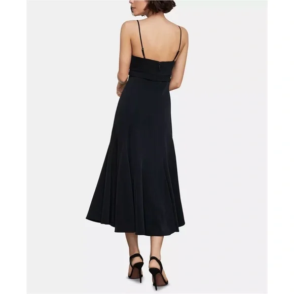 BCBGMaxAzria Women’s Strappy Satin Flared Midi Dress Black 8 - Picture 3 of 9
